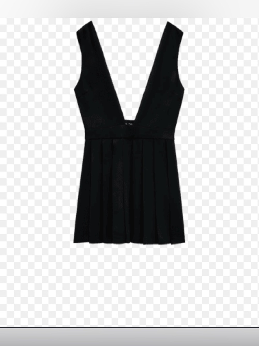 Zara Black Pleated Skater Dress Deep V Sleeveless Mini XS - Picture 4 of 12